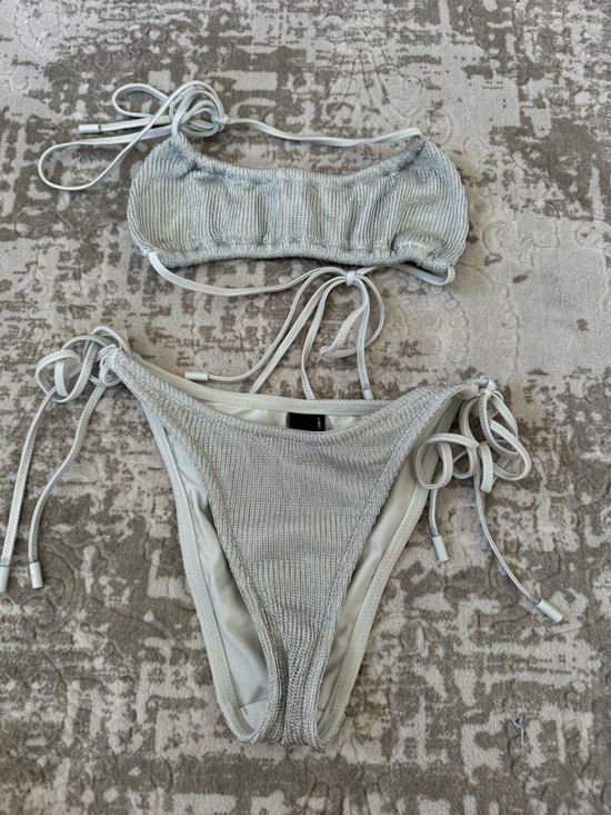 triangl swimwear Other - Triangl Silver Shimmery Textured Tie-Side Bikini Set XS